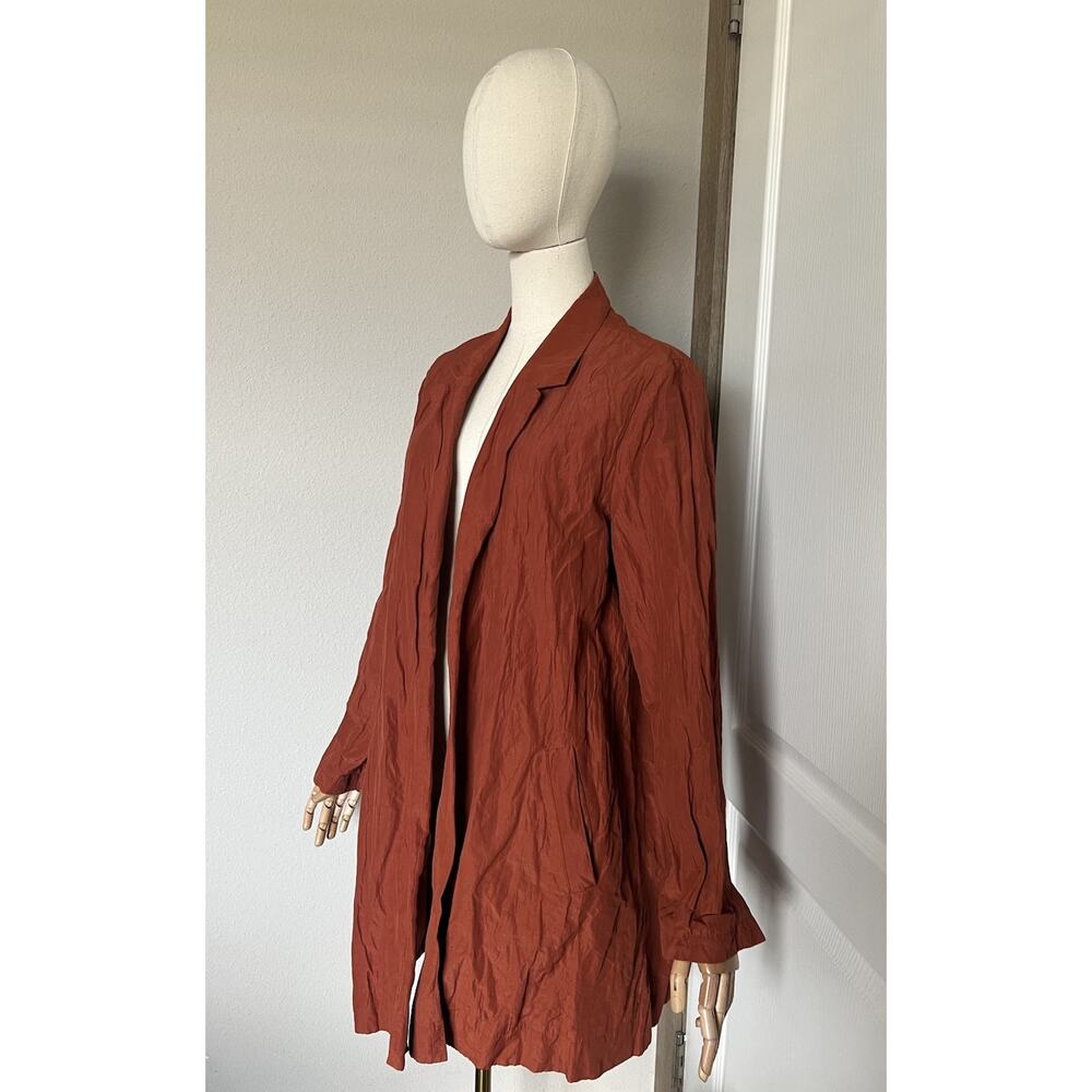 Eileen Fisher Sz Large Paprika Rumpled Organic Cotton Steel Notch Collar Jacket - Picture 7 of 15